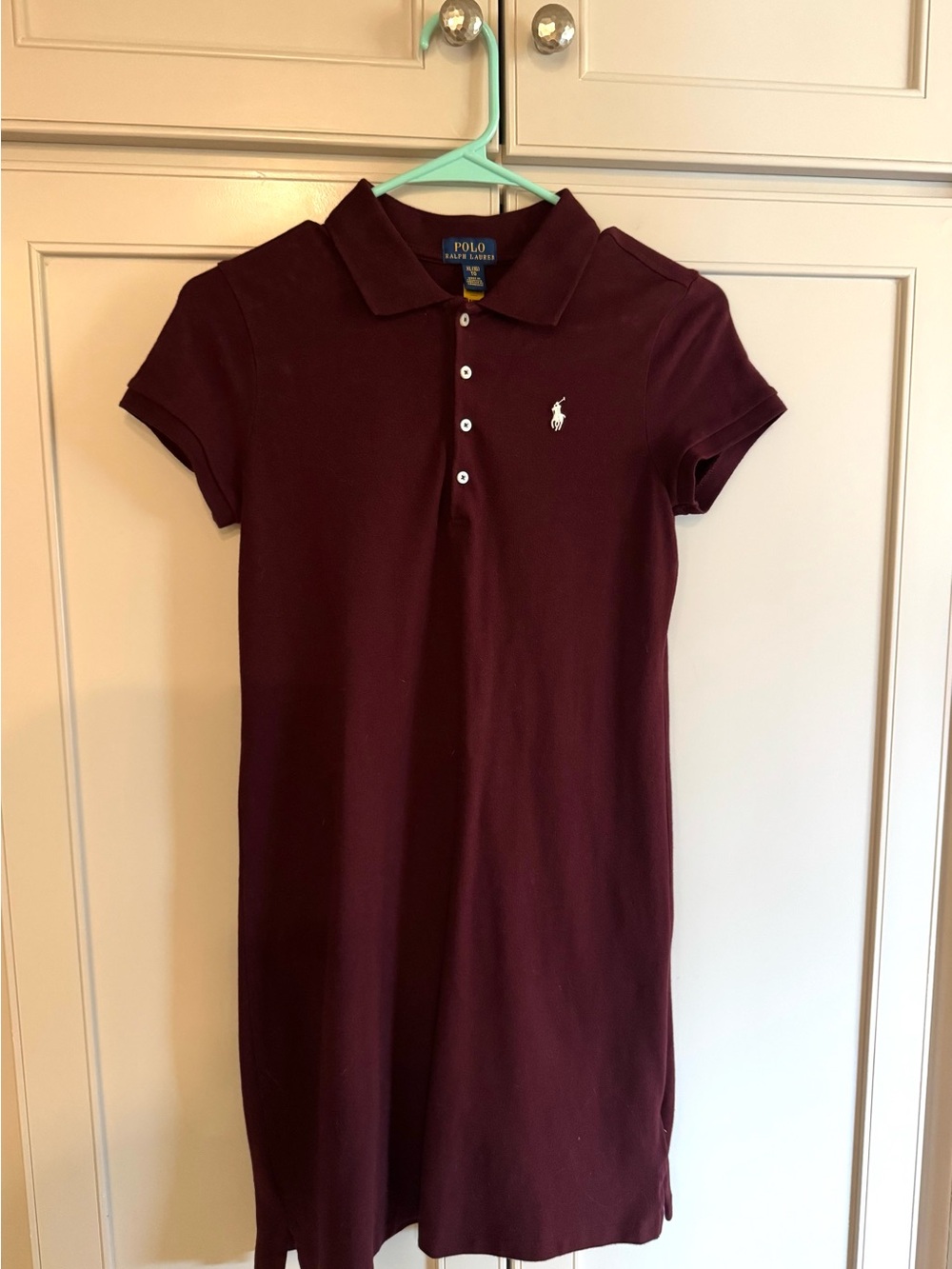 Ralph Lauren Burgundy Polo Shirt Dress with Embroidered Pony